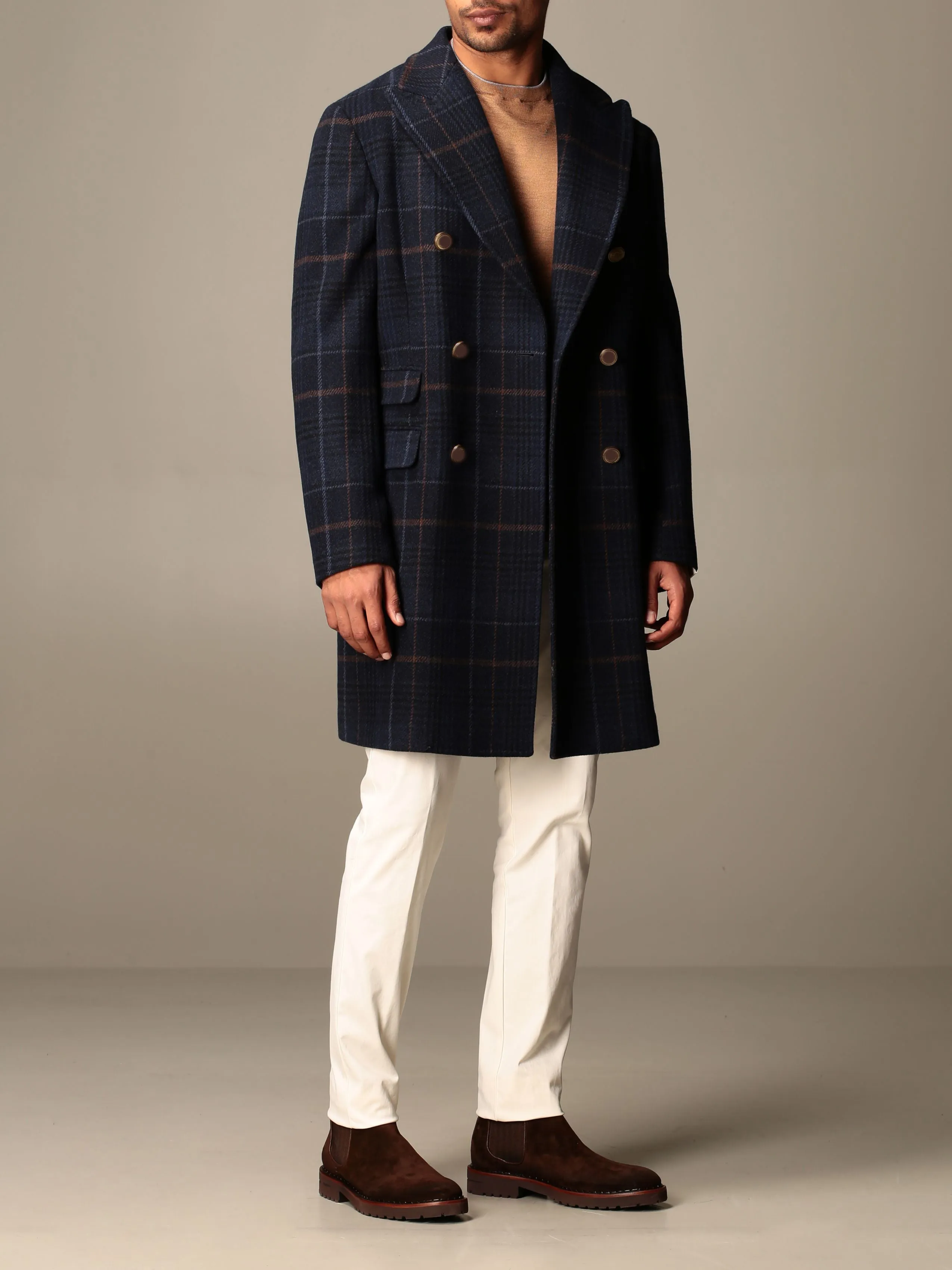 $2,000 ELEVENTY - Double-Breasted Blue CASHMERE Wool Coat - 44 US (54EU)