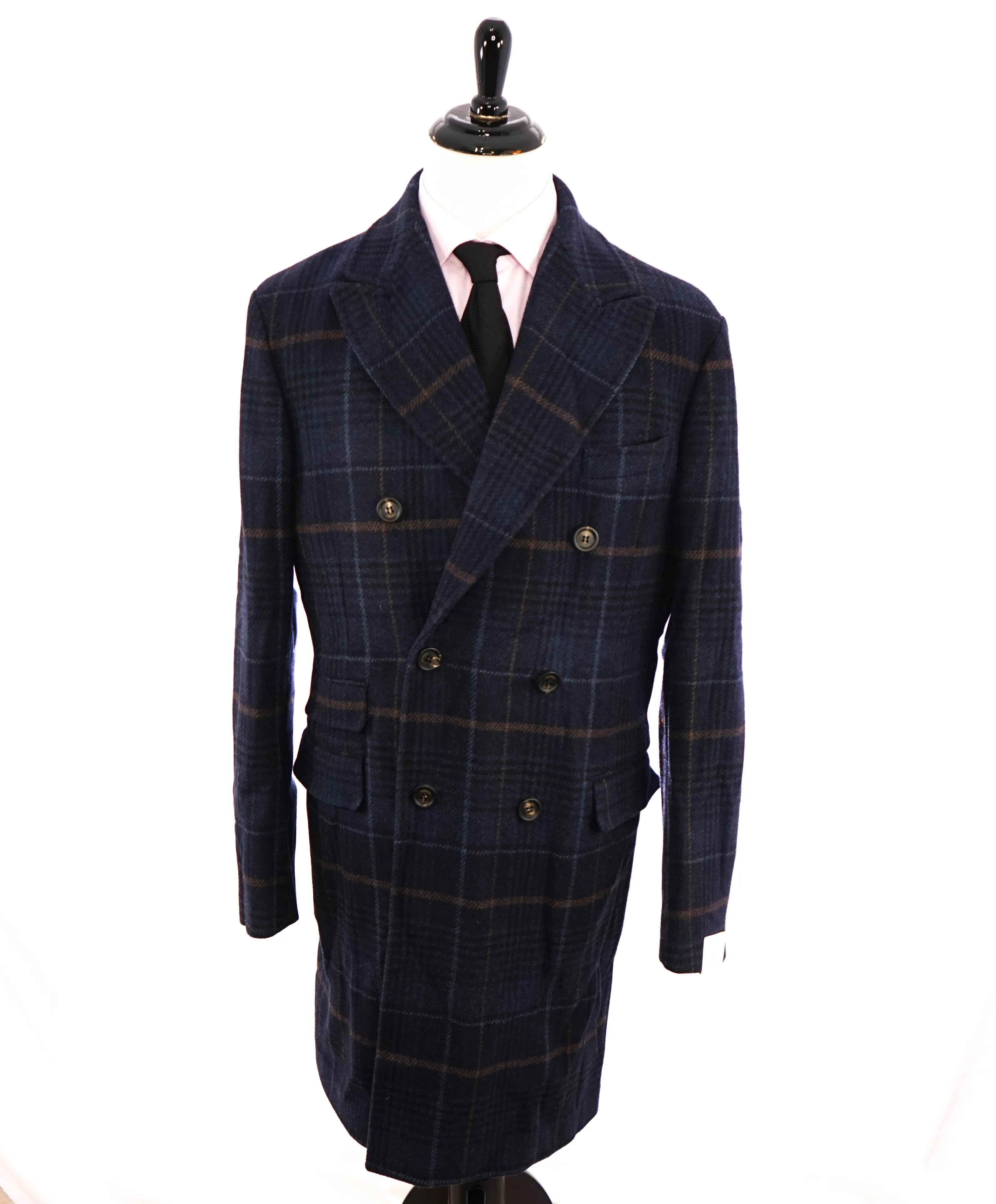 $2,000 ELEVENTY - Double-Breasted Blue CASHMERE Wool Coat - 44 US (54EU)