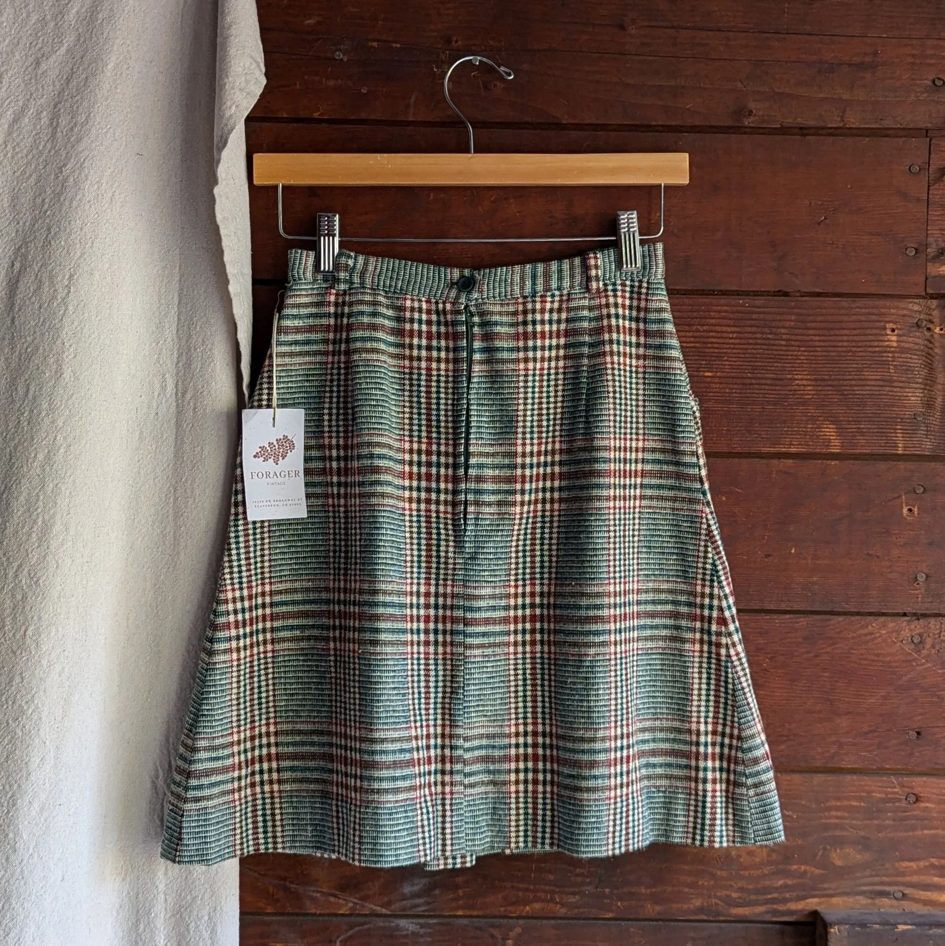 70s Vintage Plaid Wool Tweed Mini Skirt