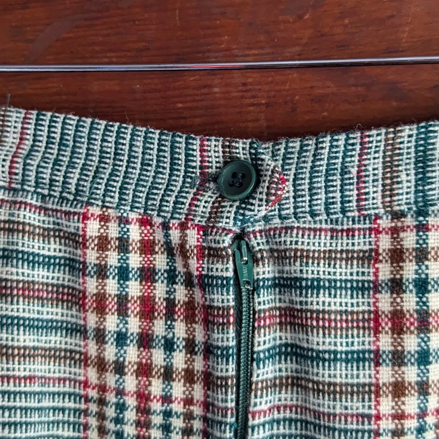 70s Vintage Plaid Wool Tweed Mini Skirt