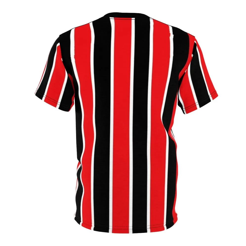 Abstract Striped Graphic T-Shirt in Red, White, and Black