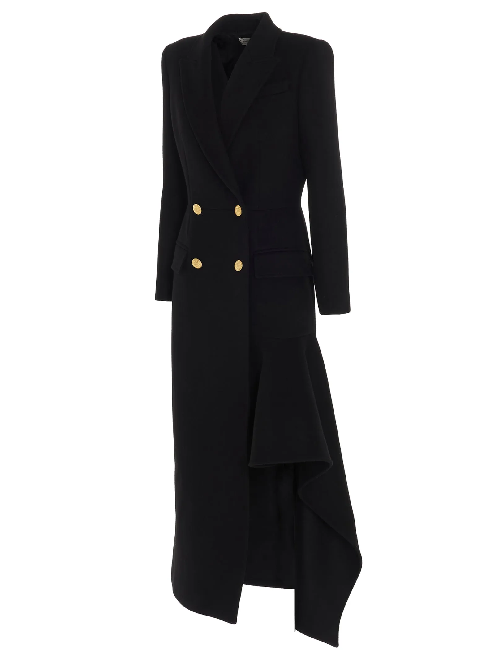 Alexander McQueen Double-Breasted Draped Coat