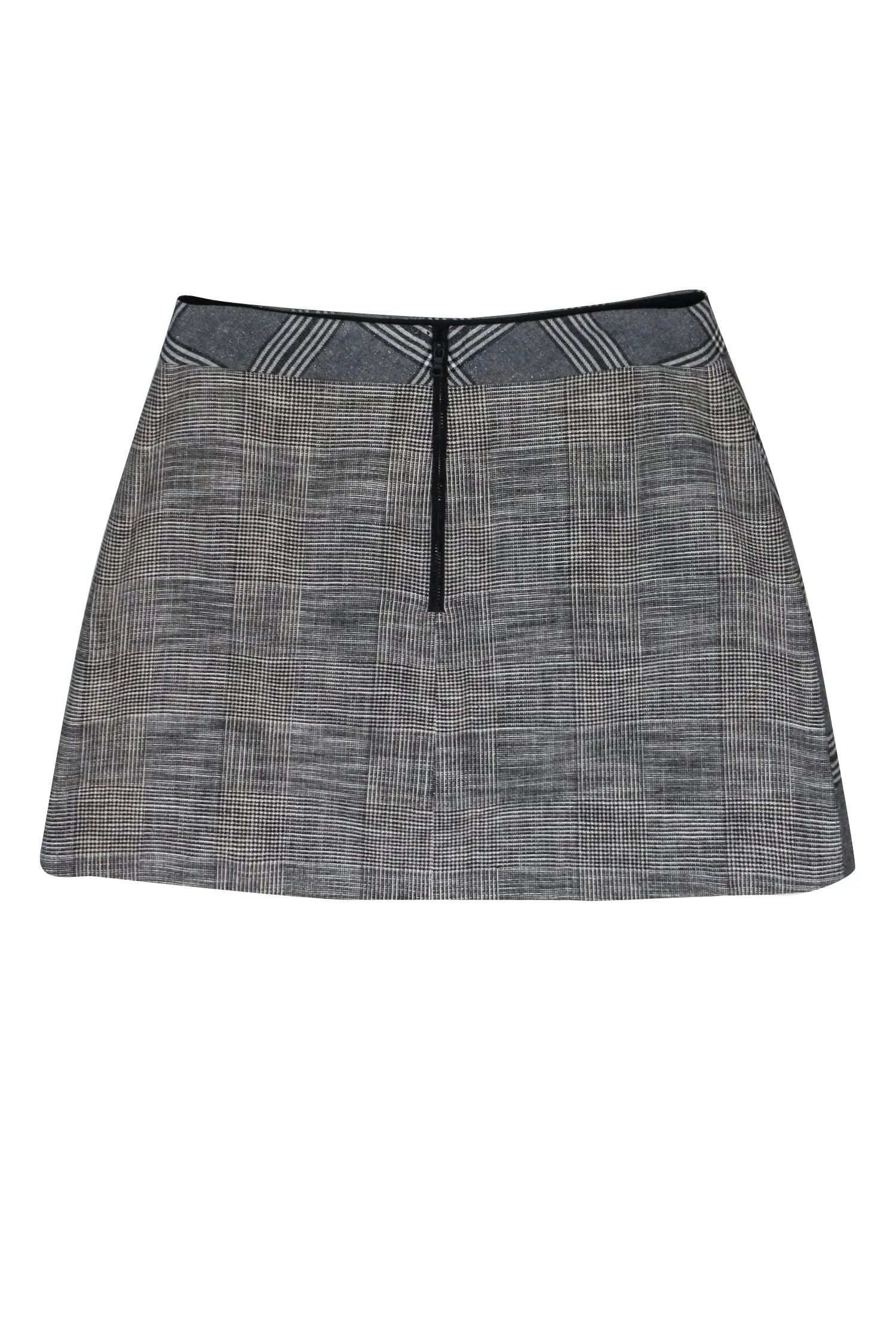 Alice & Olivia - Grey Plaid Zipper Tulip Front Mini Skirt Sz 8