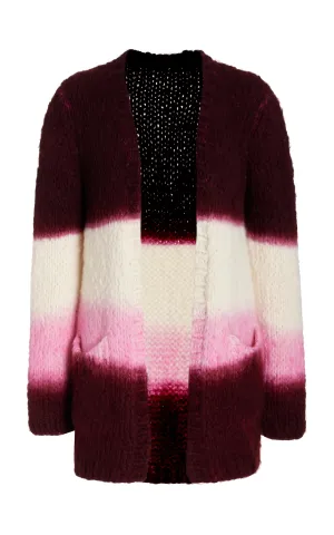 Amelia Knit Cardigan in Dip Dye Bordeaux Multi Welfat Cashmere