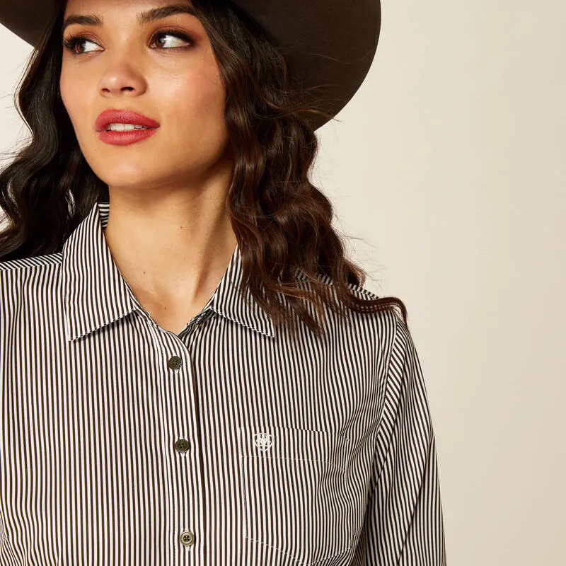 Ariat Women's Kirby Pro L/S Western Button Down Shirt in Black & White Stripe