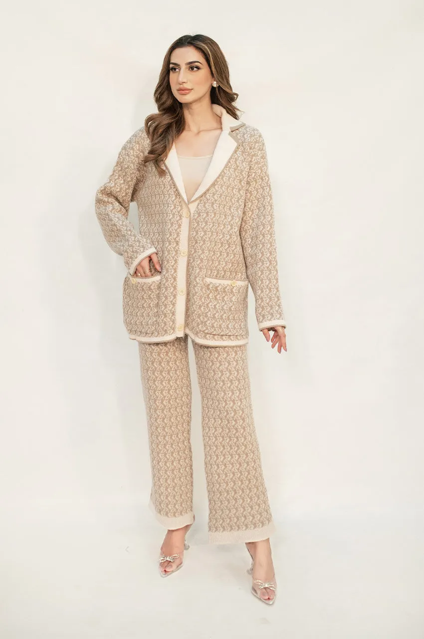 Autumn Winter '24 - Layla Beige & White Knit Suit