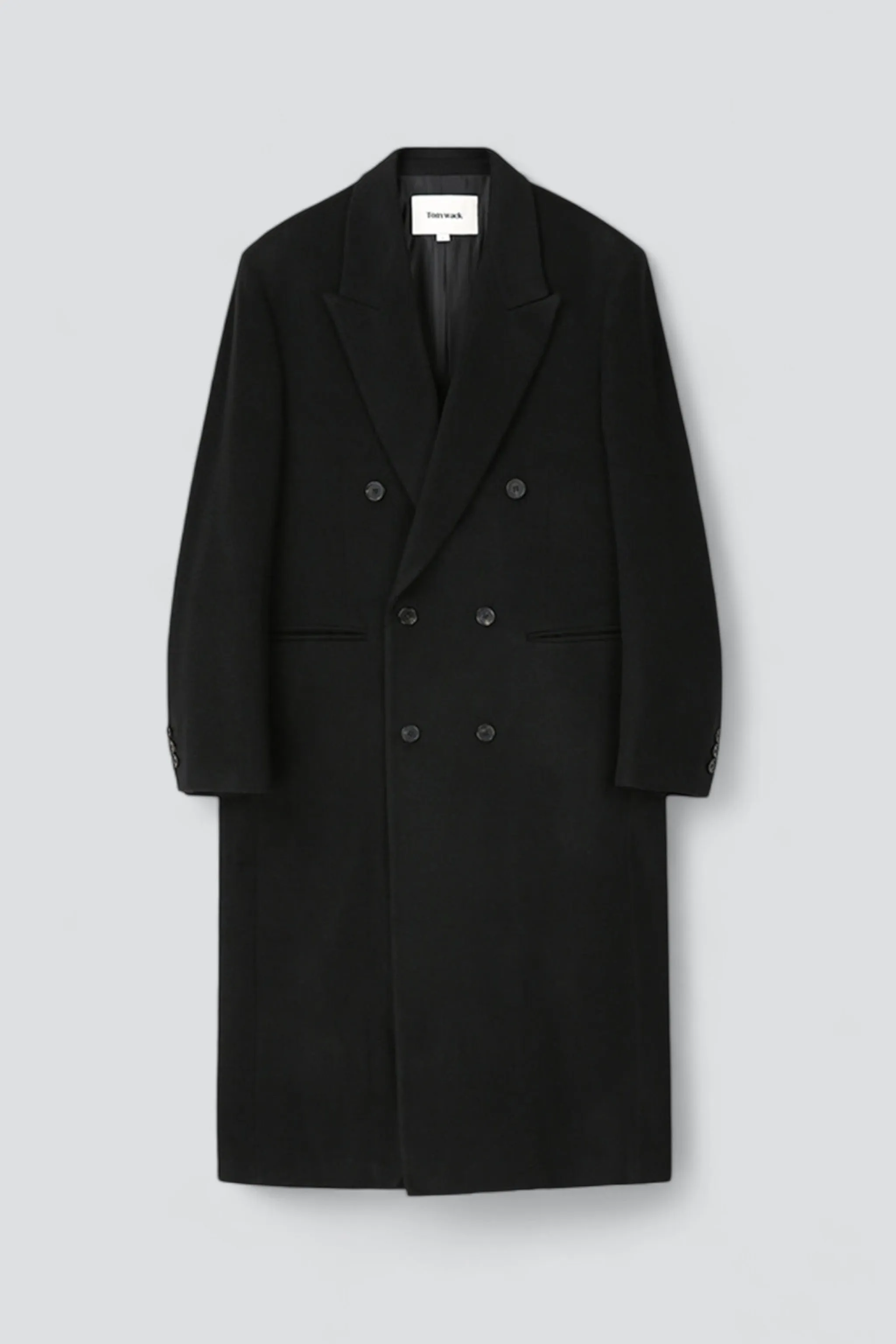 Black Wool and Cashmere Double-Breasted Coat