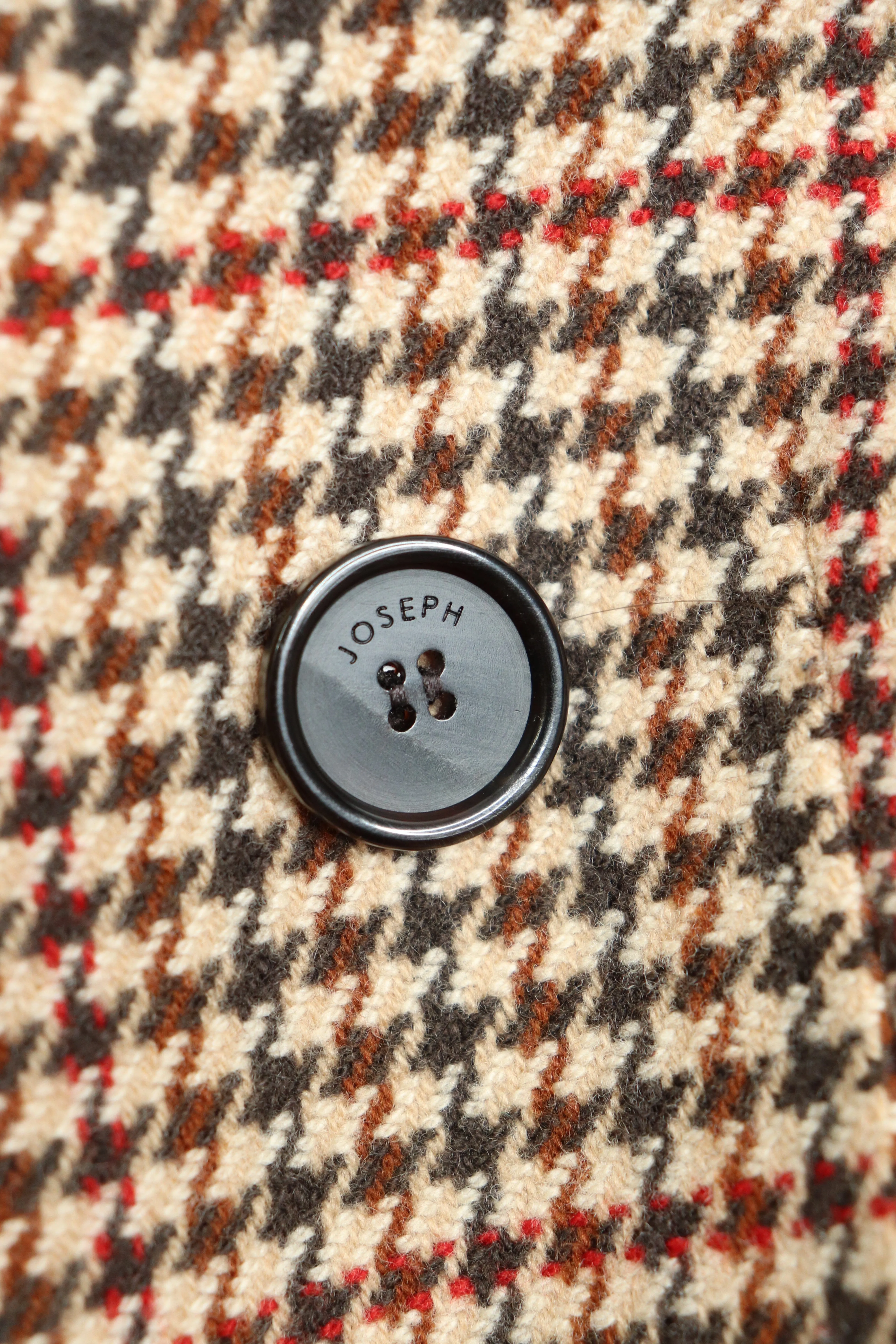 Brown double-breasted houndstooth coat - size UK 8