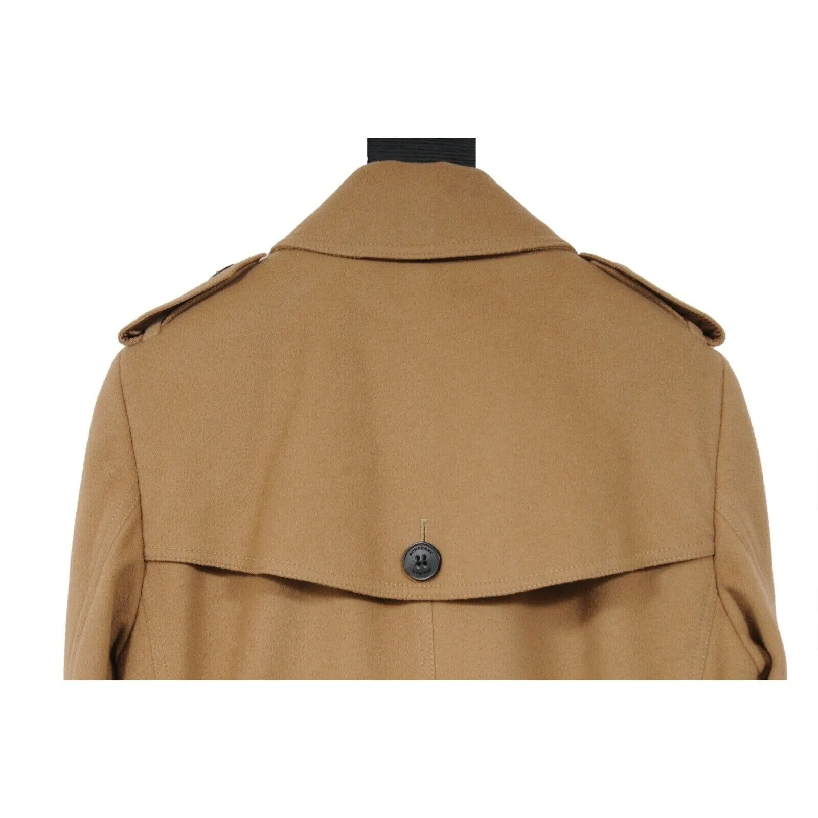 Burberry Women Double Breasted Belted Trench Coat Tan Wool Cashmere