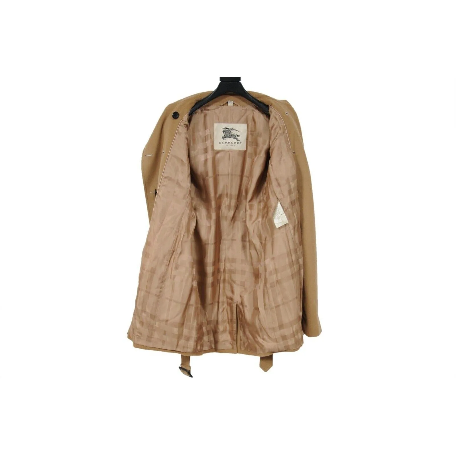 Burberry Women Double Breasted Belted Trench Coat Tan Wool Cashmere