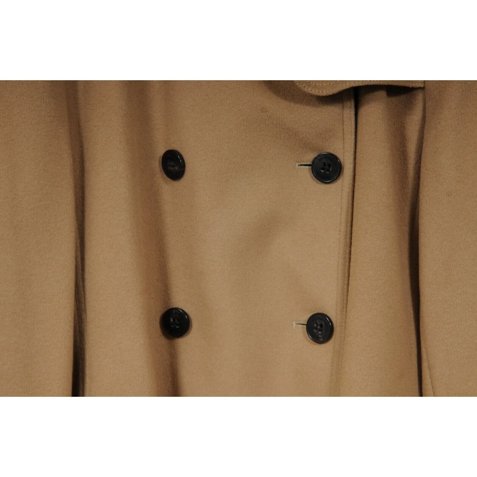 Burberry Women Double Breasted Belted Trench Coat Tan Wool Cashmere