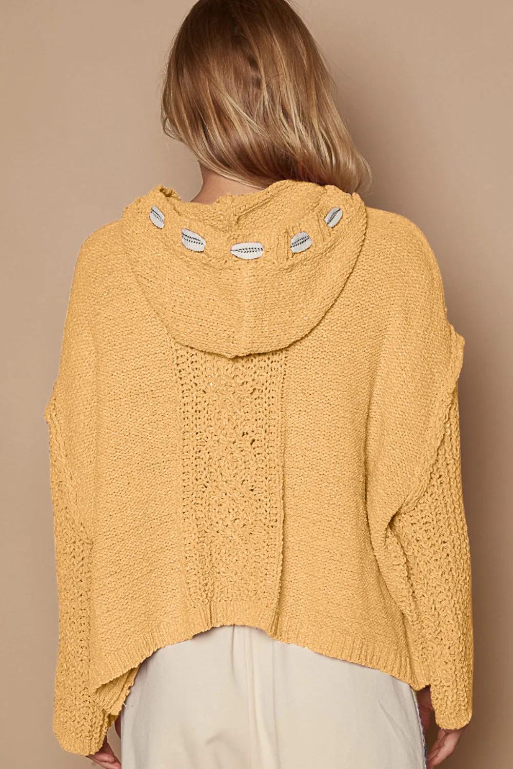 Cable Knit Hooded Chenille Sweater