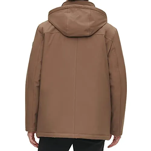 Calvin Klein Men's Waterand Wind Resistant Hooded Coat from Fall Into Winter, Dark Tan, Small