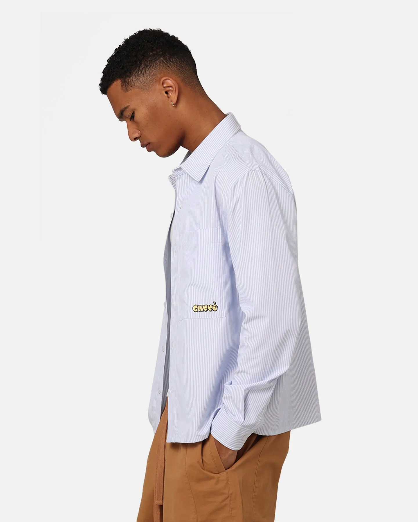 Carre Experience Stripe Oversized Button Up Shirt White