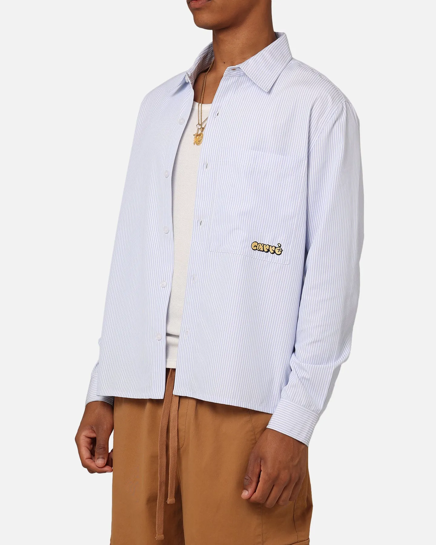 Carre Experience Stripe Oversized Button Up Shirt White