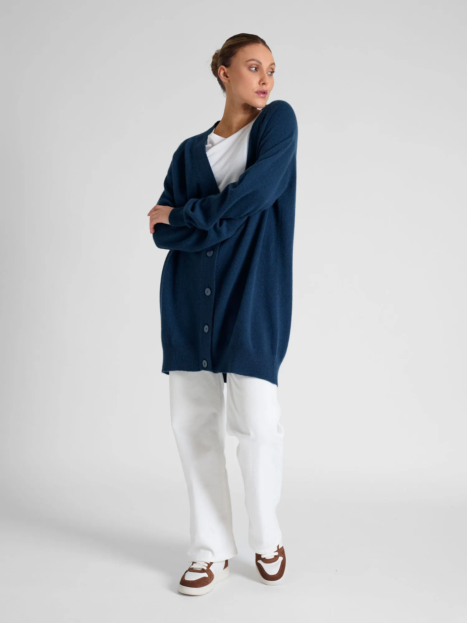 Cashmere cardigan "Lykke" - mountain blue