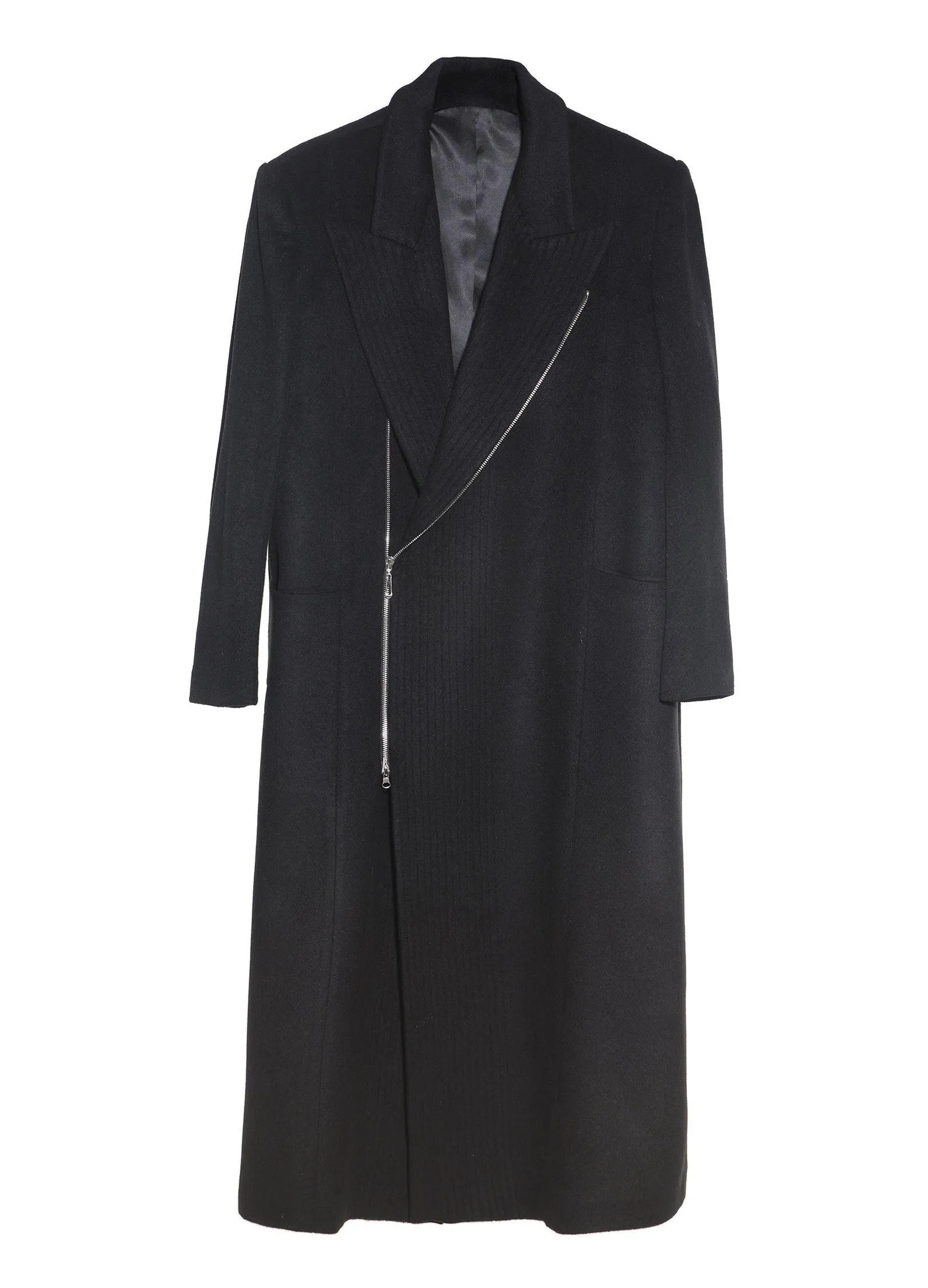 Chic Double-Breasted Wool Blend Overcoat With Metal Zipper