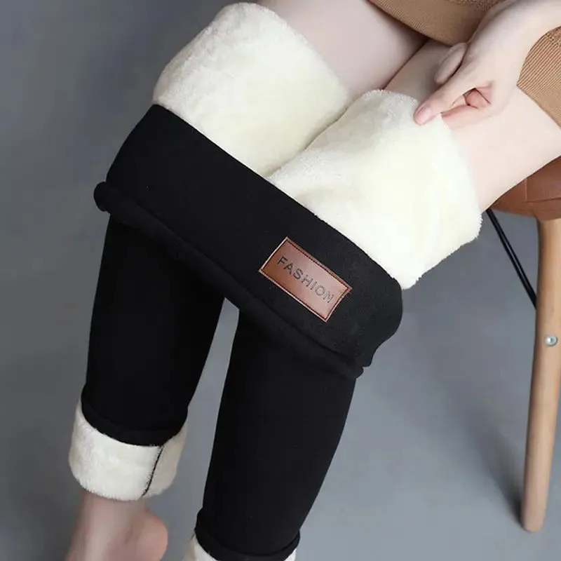 CHRLEISURE Women Winter Warm Thicken Leggings Fleece Pants Female Thermal Leggings Thick Tights Sexy Hight Wasit Stretchy