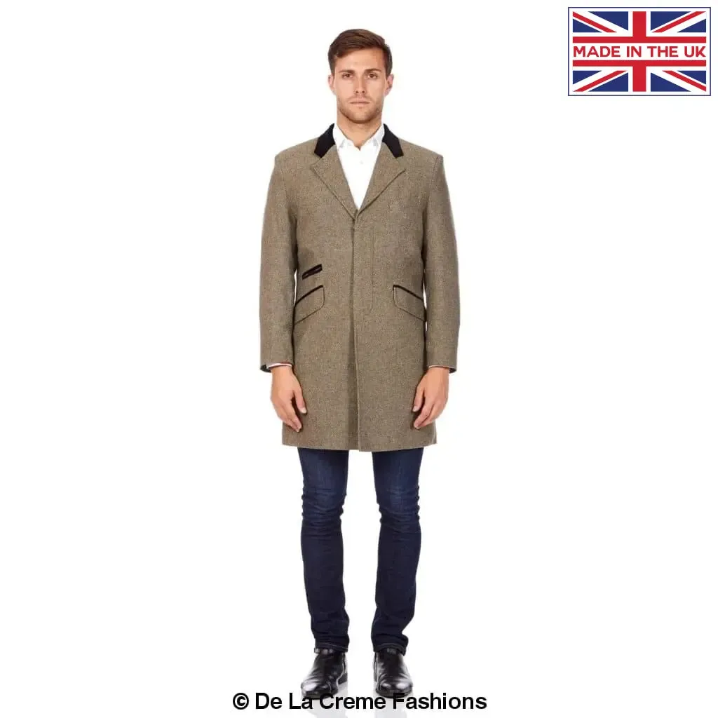 De La Creme MAN - Herringbone Design Retro Mod Coat