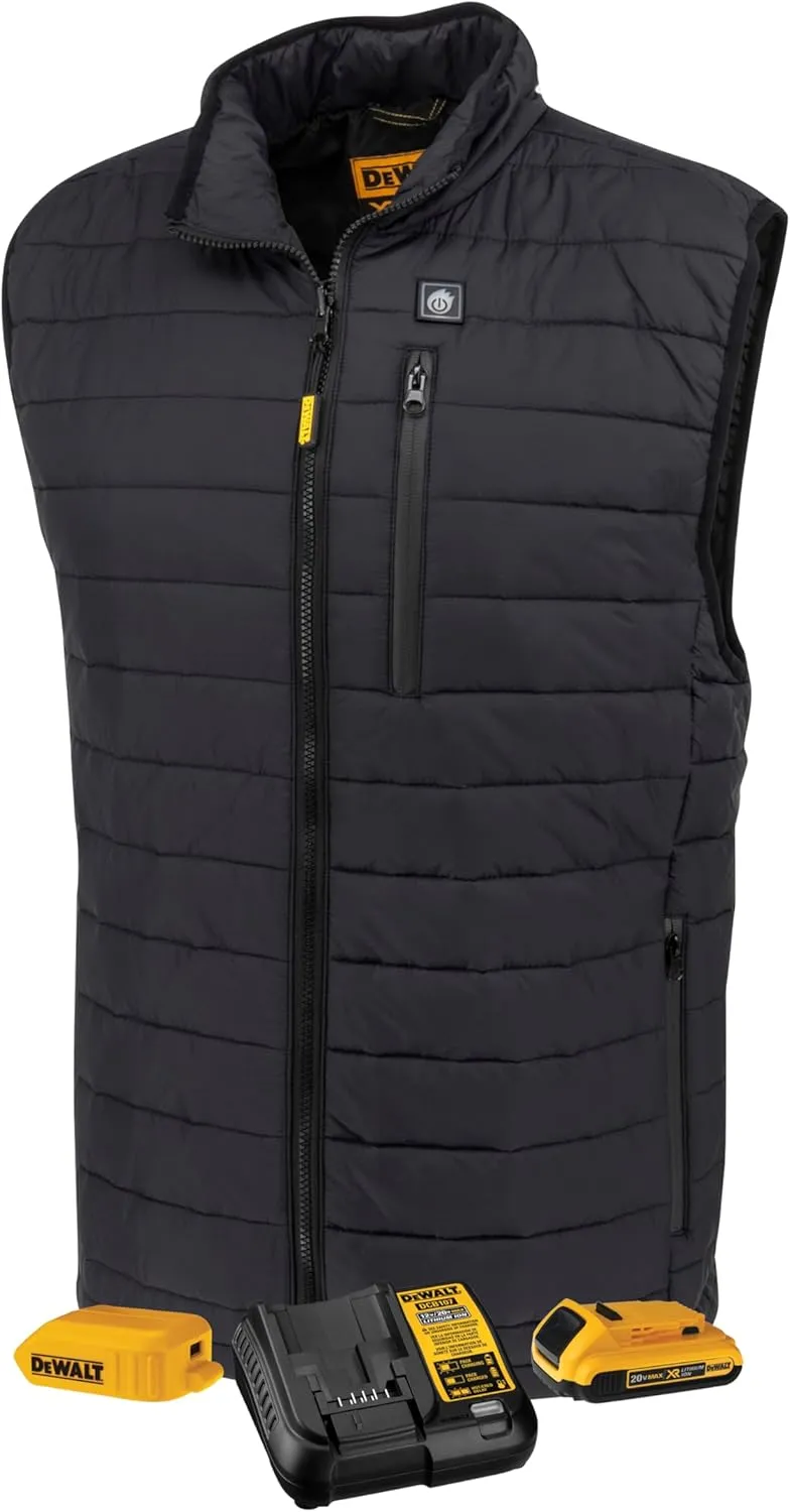 DEWALT (DCHV095BD1) Cold Weather Men's Heated Puffer Vest Kit with Battery - Black, Size L