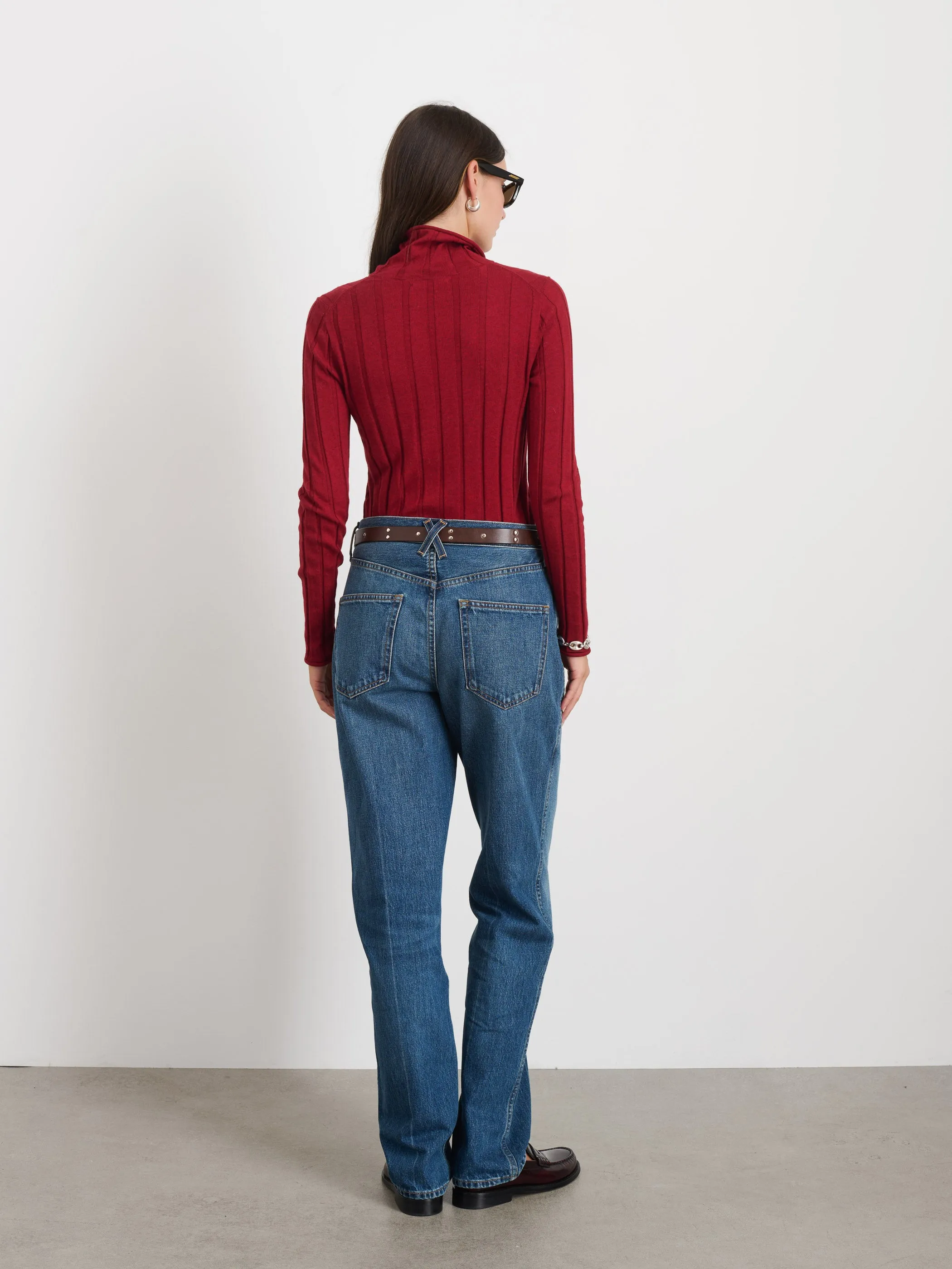 Ellie Ribbed Turtleneck In Cotton Cashmere