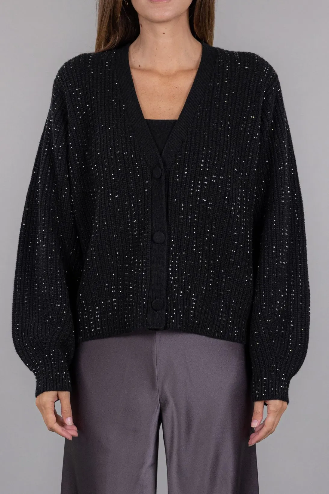 EMBELLISHED SHAKER STITCH CARDIGAN