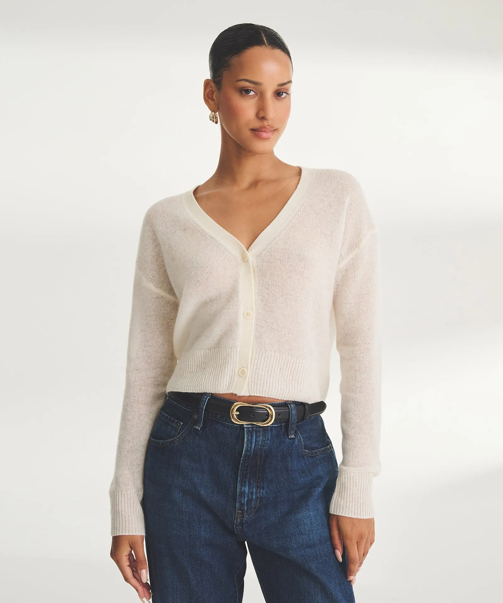 Featherweight Cashmere Cropped Cardigan