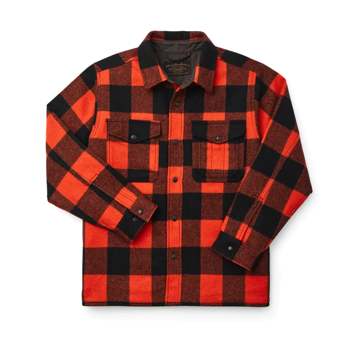 Filson Mackinaw Wool Jac-Shirt in Orange/Black Plaid