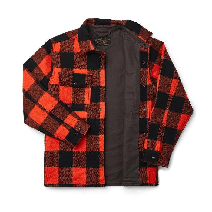 Filson Mackinaw Wool Jac-Shirt in Orange/Black Plaid