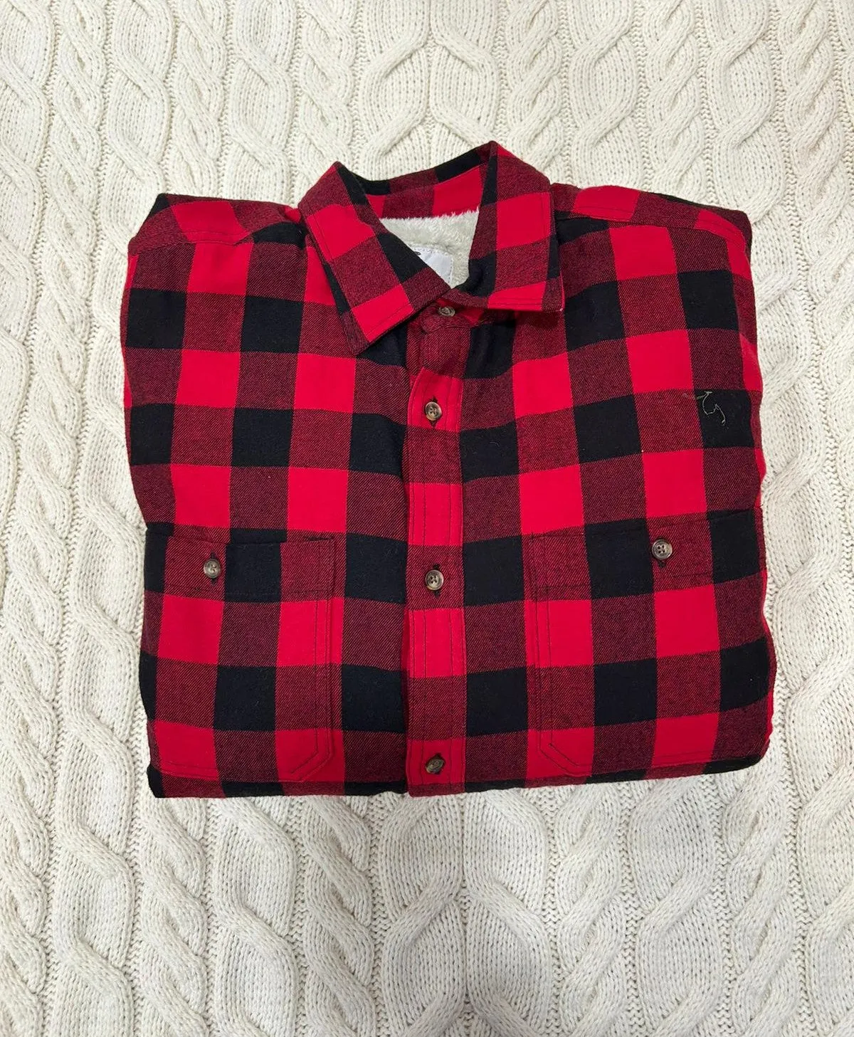 Flannel Fleece Lined Shirt - Red and Black Check