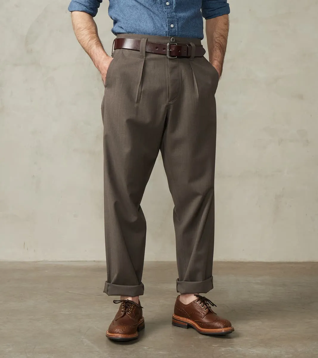 French Work Trousers - Dark Natural Optim® Wool Gabardine