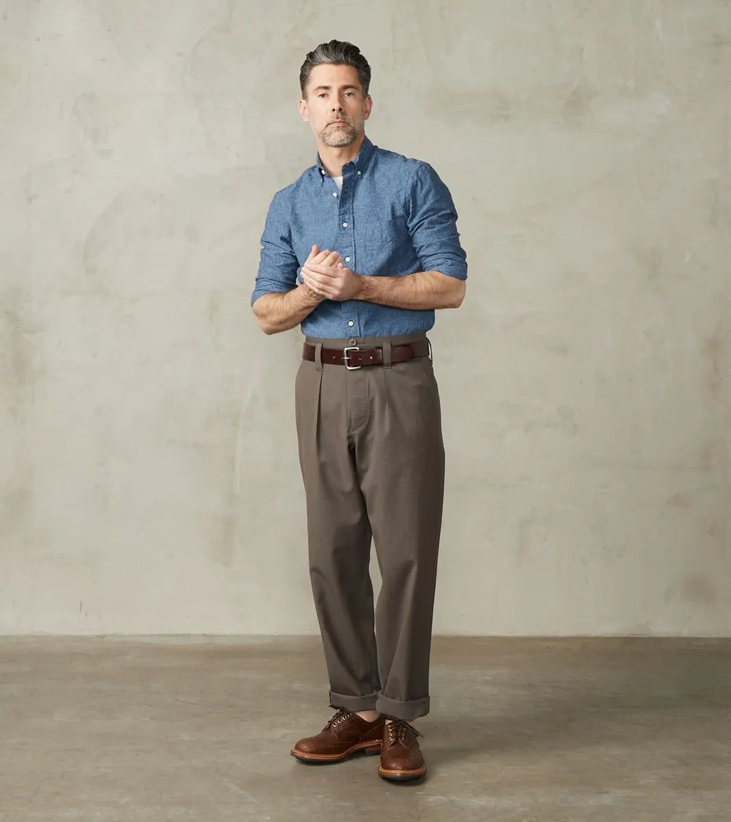 French Work Trousers - Dark Natural Optim® Wool Gabardine