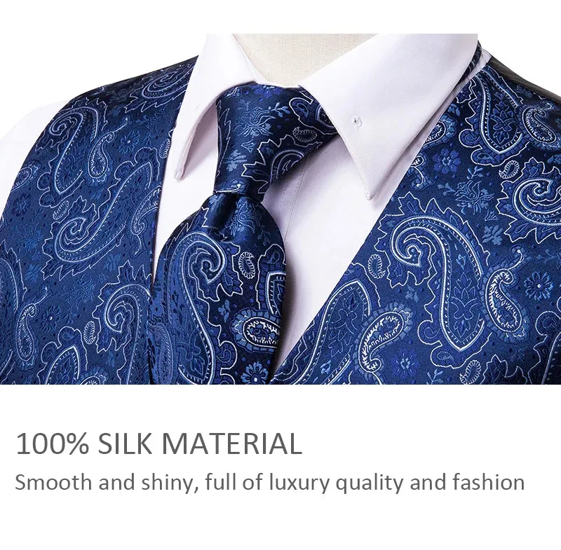 Funki Buys | Vests | Men's Formal 4 Pcs Silk Slim Waistcoat Sets