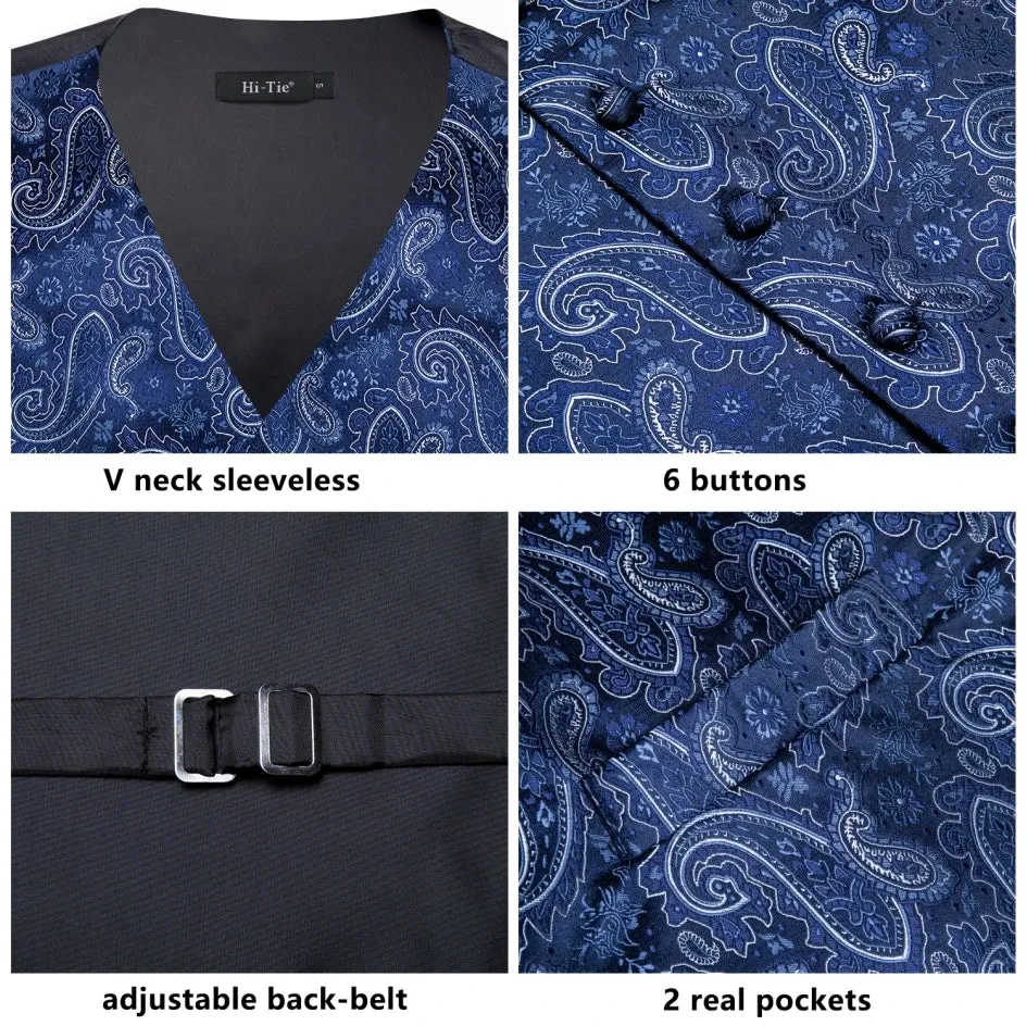 Funki Buys | Vests | Men's Formal 4 Pcs Silk Slim Waistcoat Sets