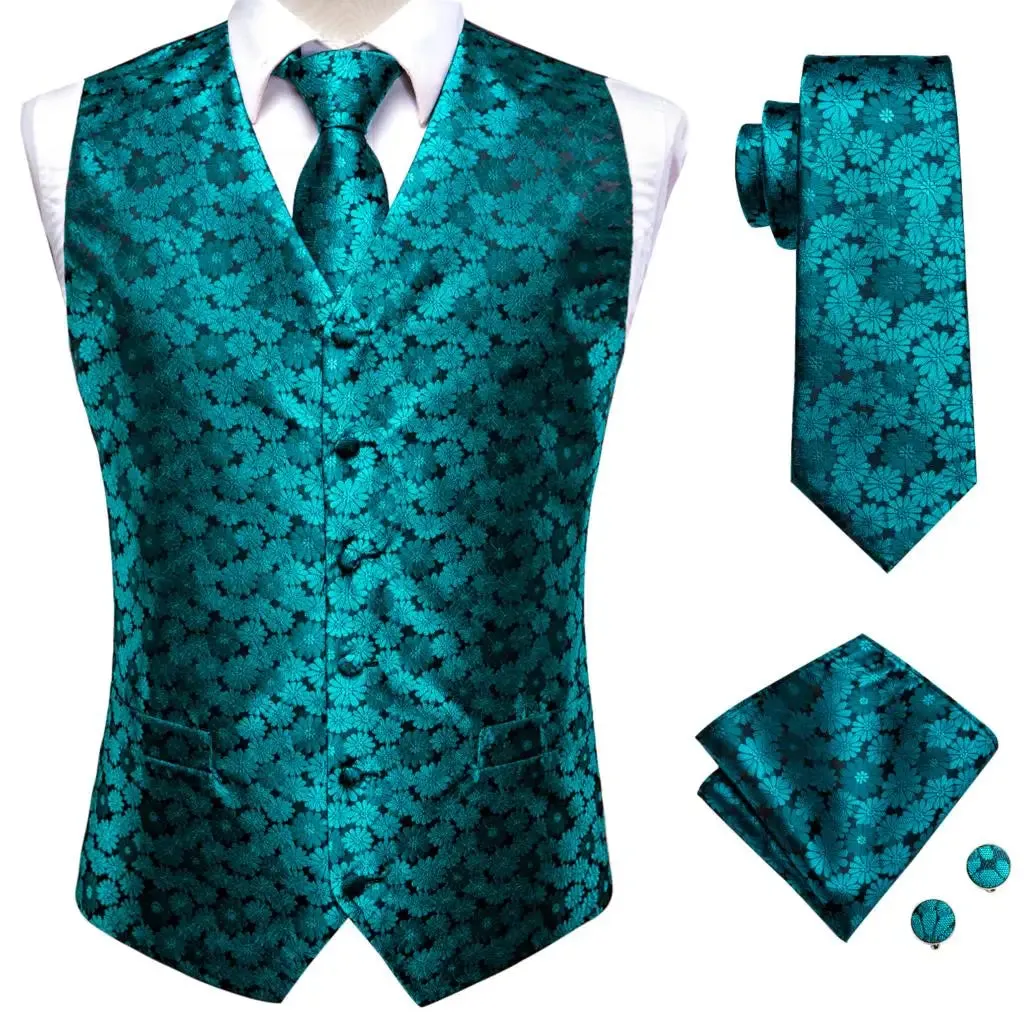 Funki Buys | Vests | Men's Formal 4 Pcs Silk Slim Waistcoat Sets