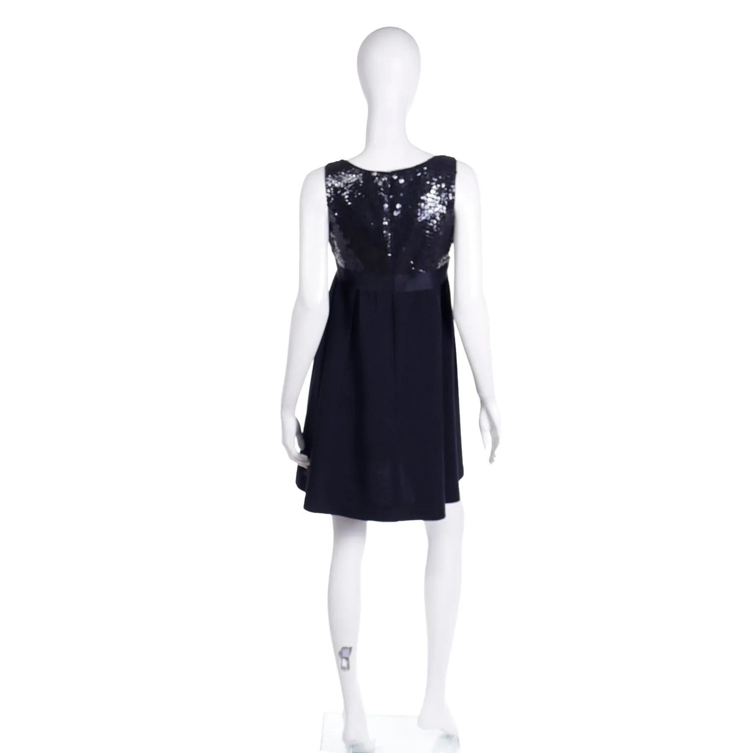 F/W 1994 Isaac Mizrahi Vintage Black Mini Dress w Sequins & Bow