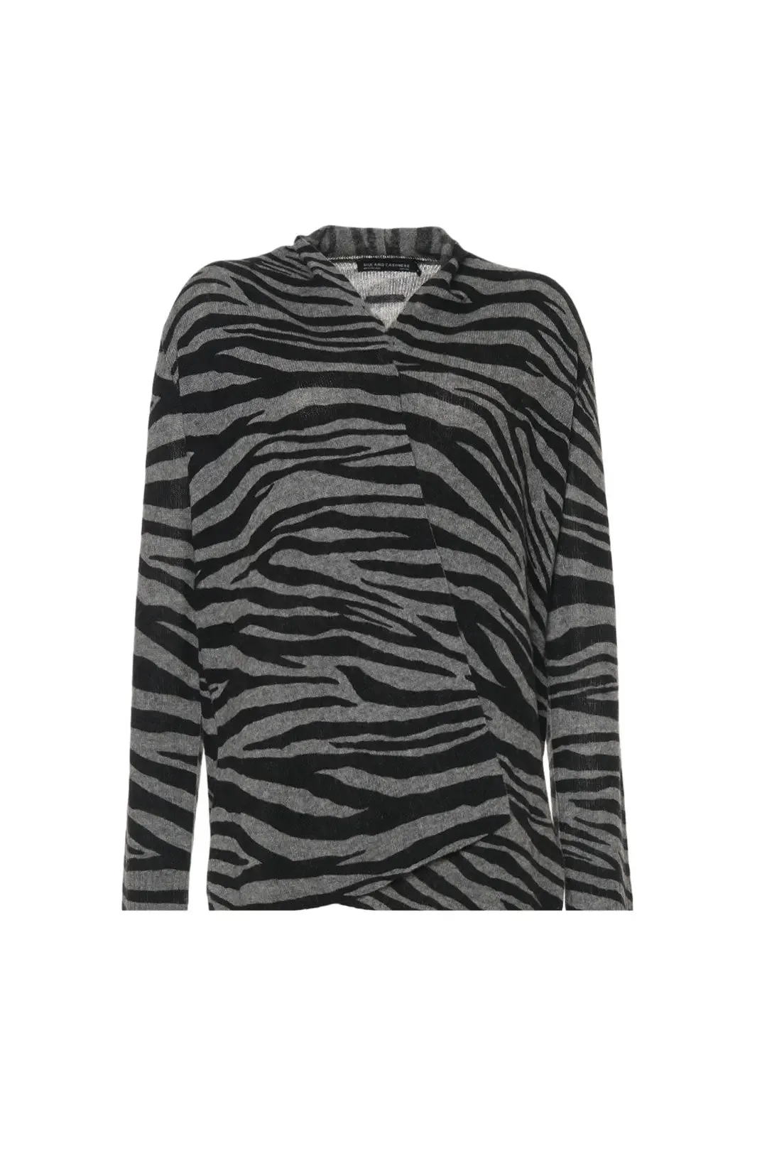 Gray Cashmere and Wool Zebra Women's Cardigan