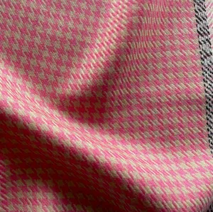 High-End Peach & Warm Sand Houndstooth Wool Twill (Made in Italy)