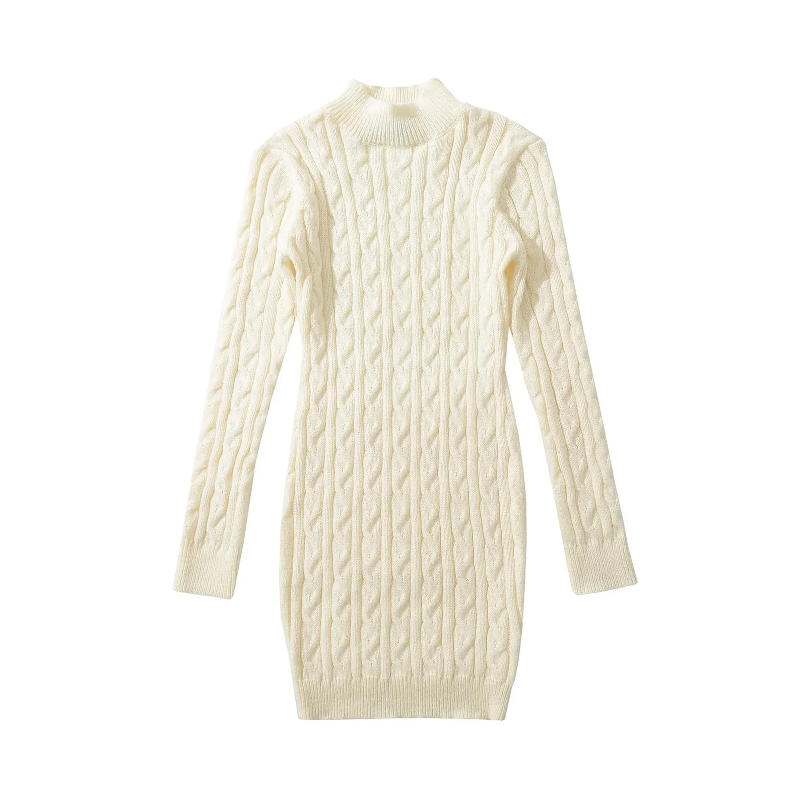 Ingrid Open Back Cable Knit Sweater Mini Dress