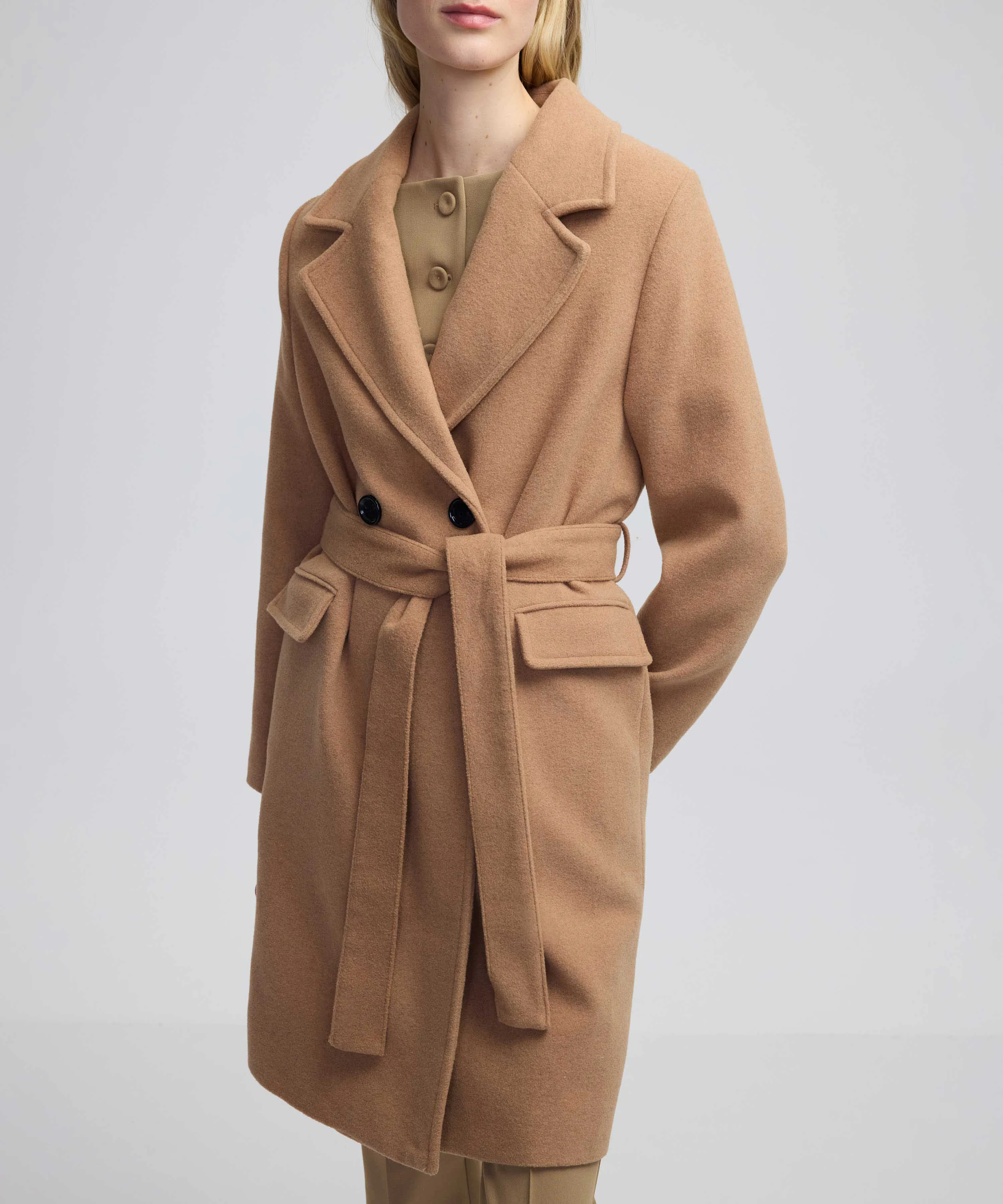 Ipekyol Belted Double Breasted Coat Camel