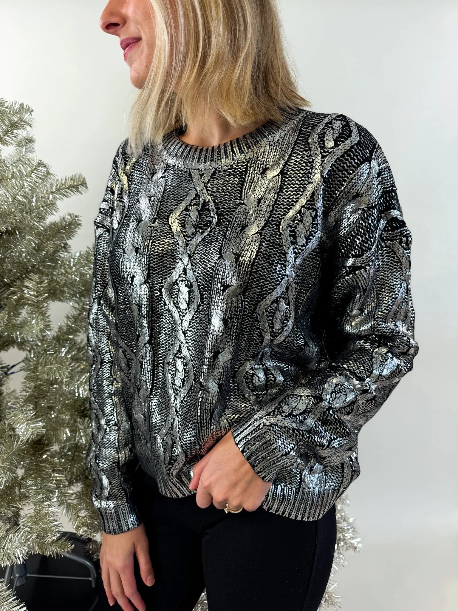 Izzy Metallic Textured Sweater