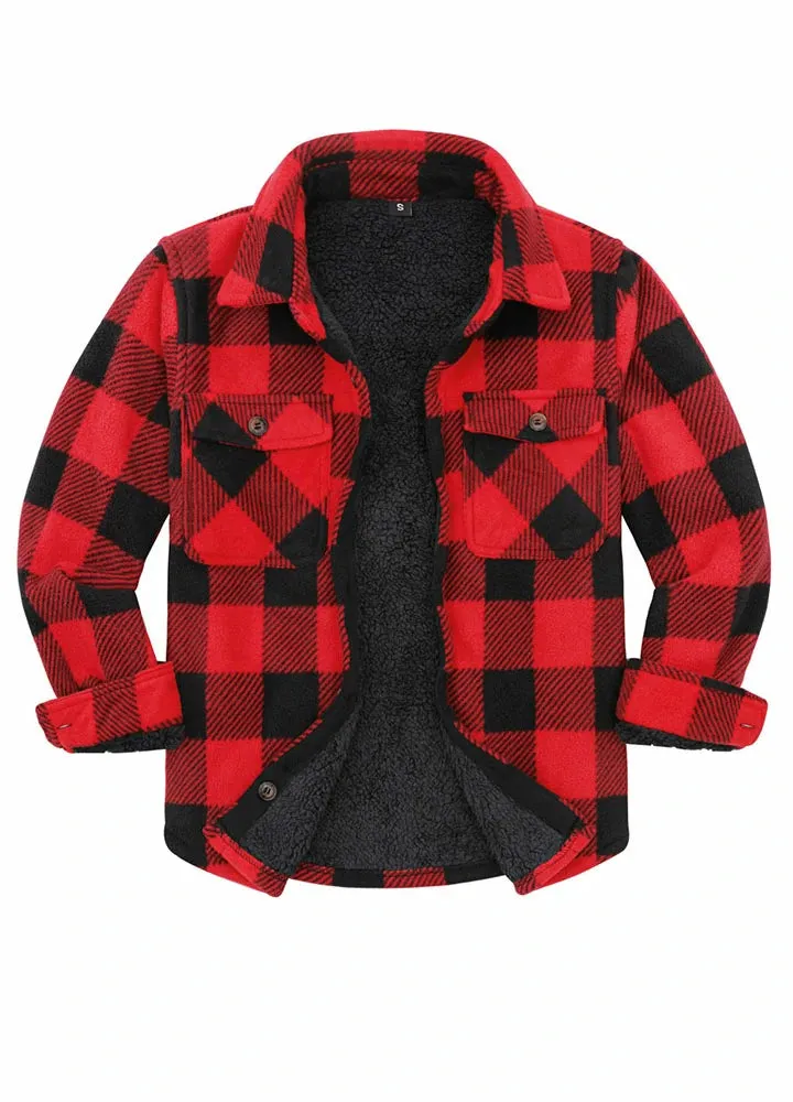 Kids Matching Family Fleece Red Buffalo Plaid Shacket