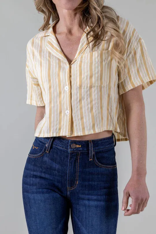 Kimes Ranch Women's S/S Ferris Camp Shirt in Yellow Ocre