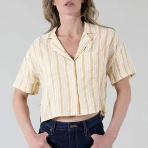 Kimes Ranch Women's S/S Ferris Camp Shirt in Yellow Ocre