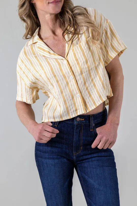 Kimes Ranch Women's S/S Ferris Camp Shirt in Yellow Ocre