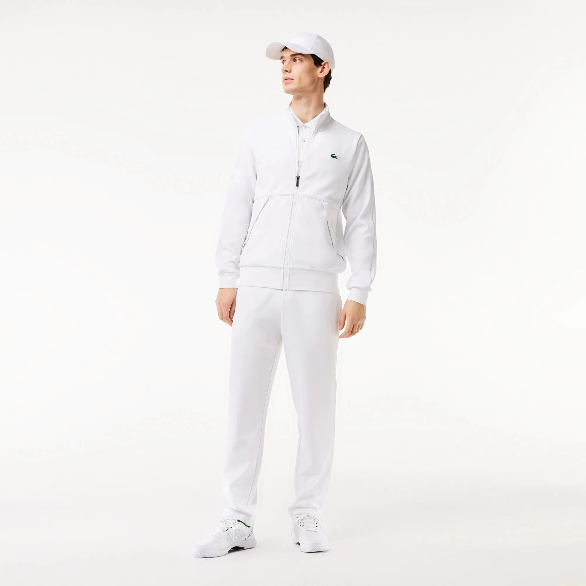 Lacoste Recycled Fiber Zipped Sport Sweatshirt in White Z92