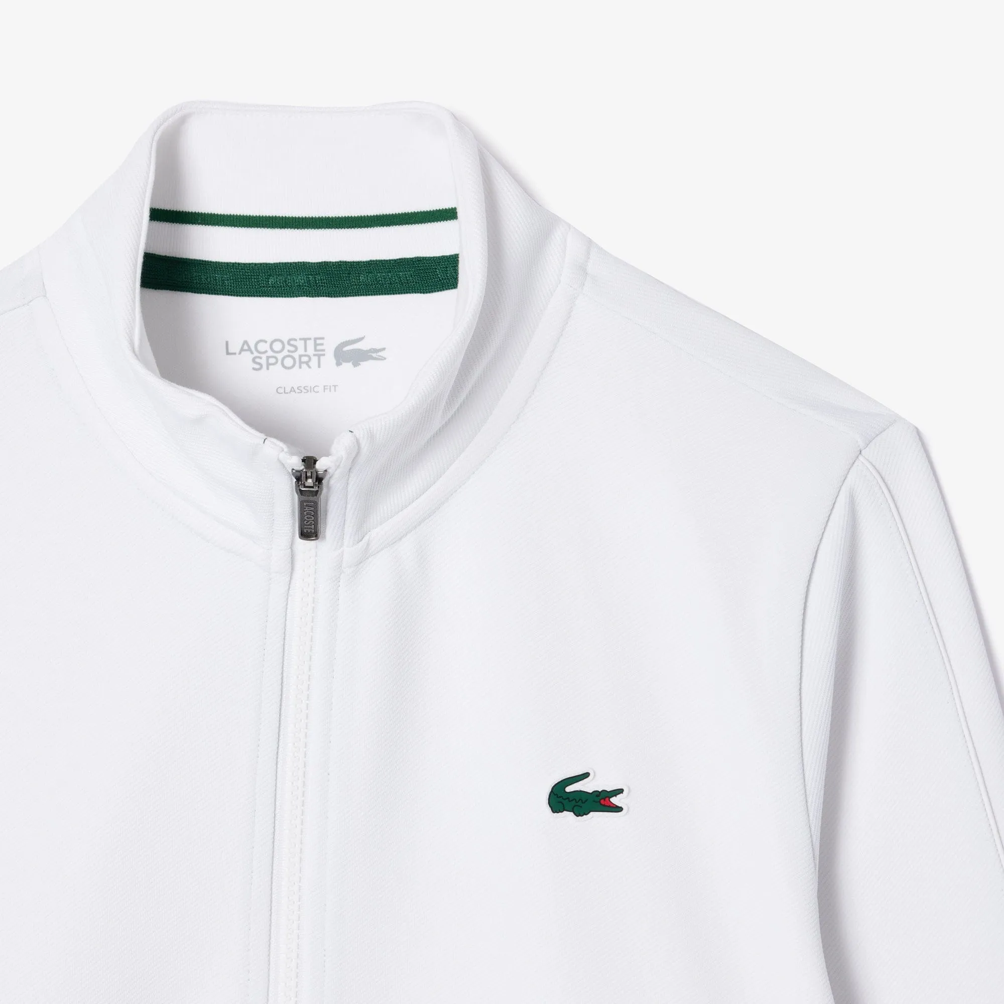 Lacoste Recycled Fiber Zipped Sport Sweatshirt in White Z92