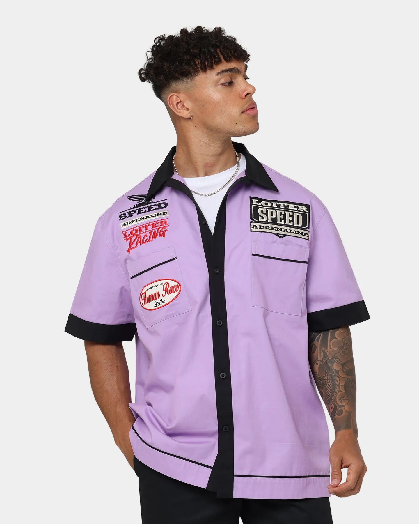 Loiter Daytona Mechanic Button Up Shirt Lilac