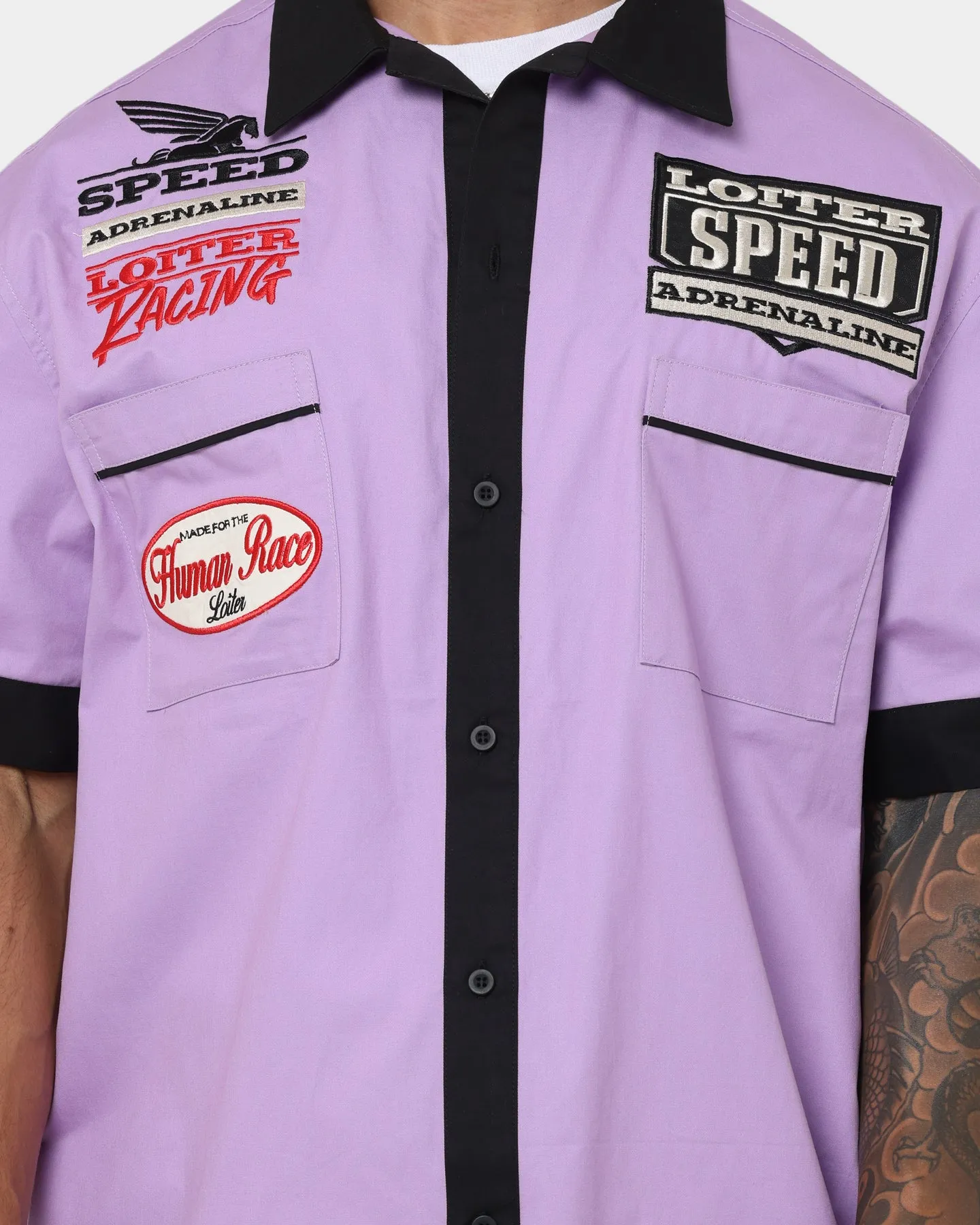 Loiter Daytona Mechanic Button Up Shirt Lilac