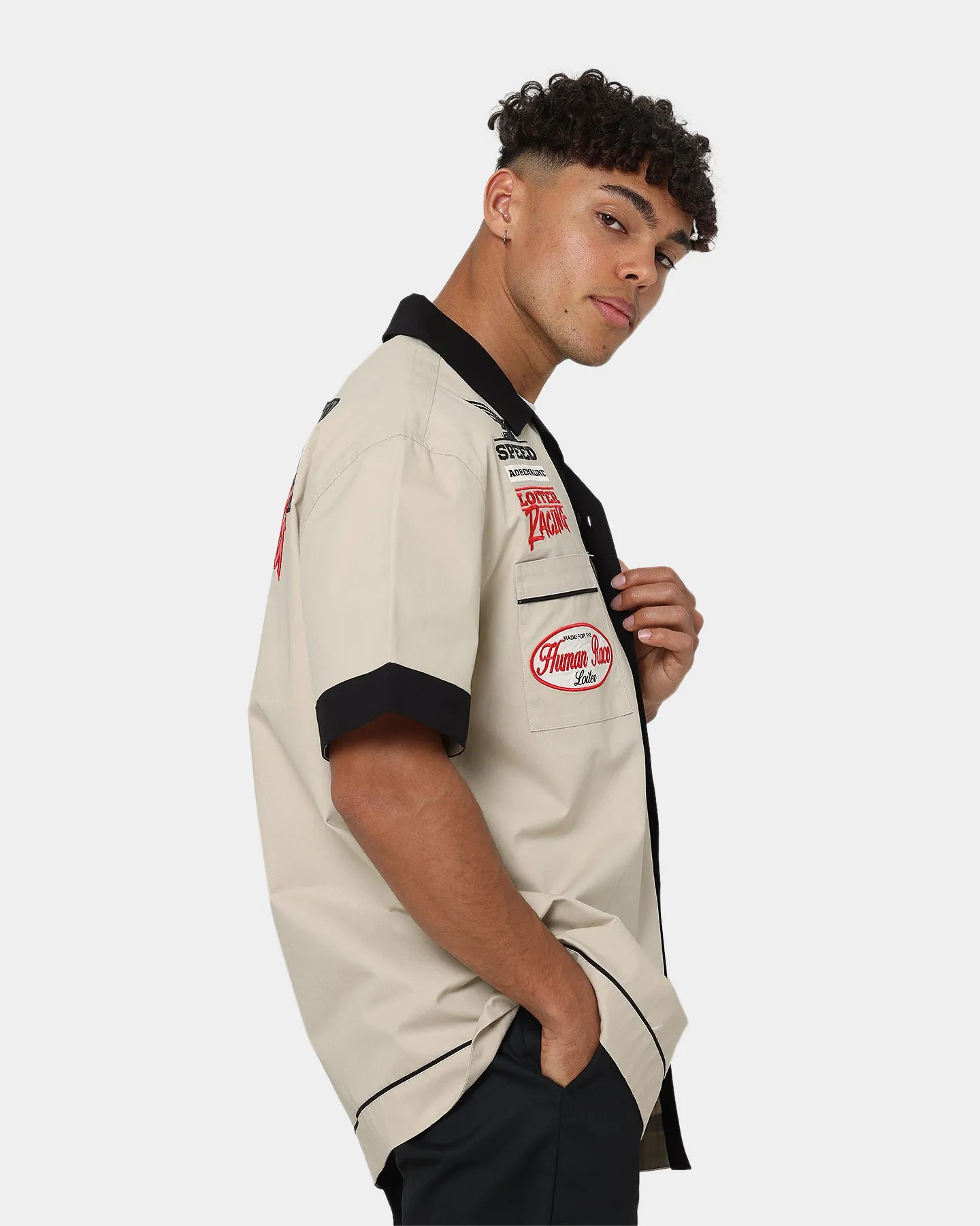 Loiter Daytona Mechanic Button Up Shirt Stone